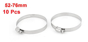 Adjustable Stainless Steel 52-76mm Gear Hose Clamp 10 Pcs