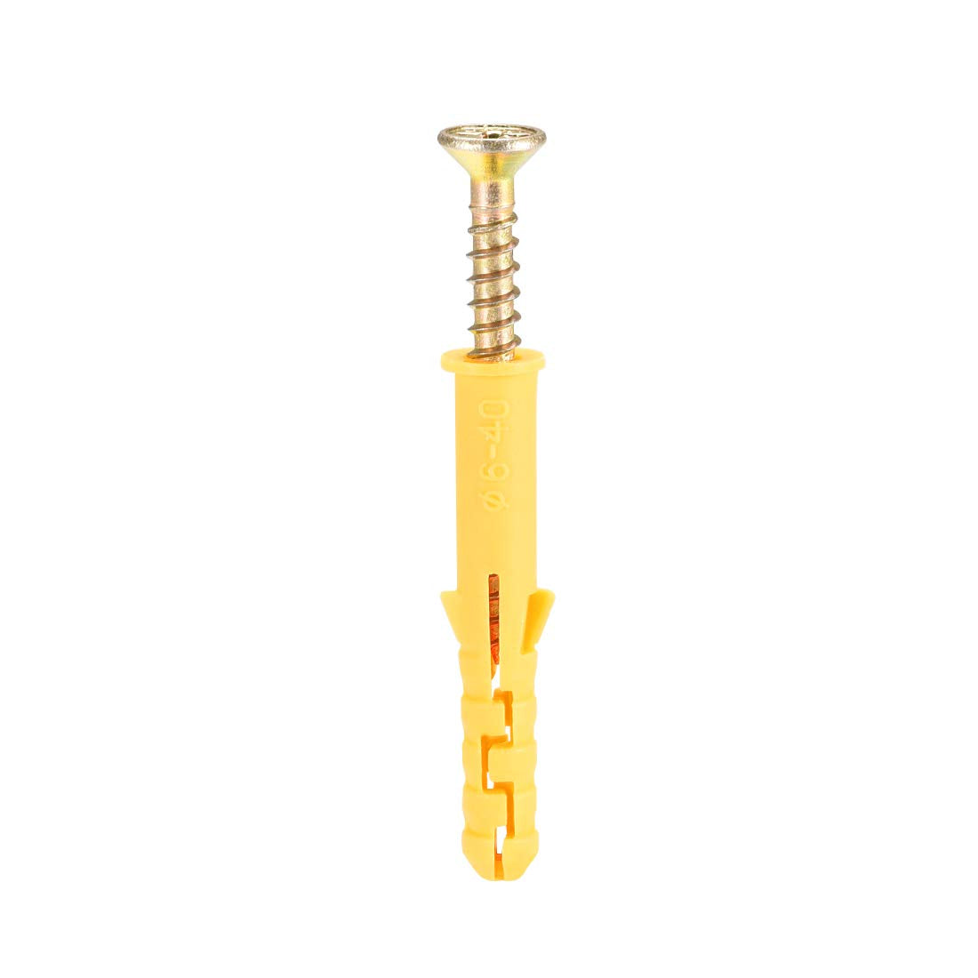 6mmx40mm Plastic Expansion Tube for Drywall with Screws Yellow 30pcs