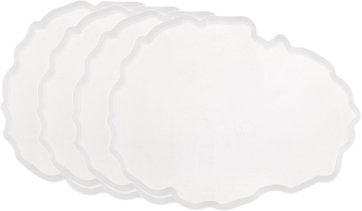 LinkMejor 4pcs Silicone Coaster Molds for Epoxy Resin Irregular Agate Geode Epoxy Resin Coaster Molds for Making DIY Craft Projects, Cups Mats, Candle Holder, Home Decoration, White