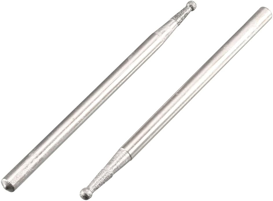 2.35mm Shank 1.5mm Dia Diamond Head Ball Shaped Grinding Mounted Point Bit 20pcs