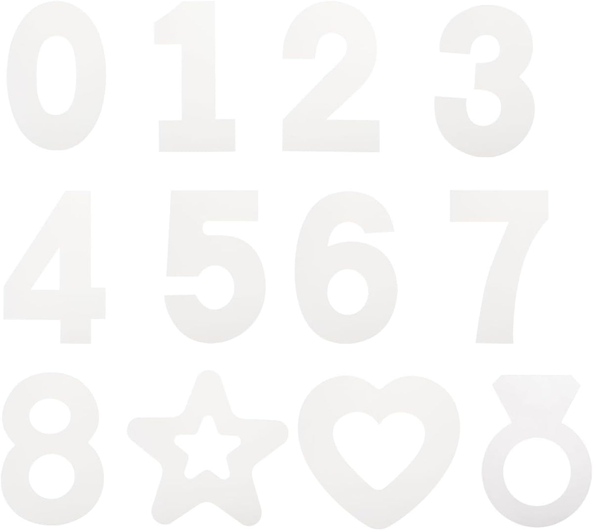 8 Inch Number Stencils Set Plastic Number Stencils with Star, Heart and Ring, Reusable Digital Templates for Cake Stencil Walls Arts