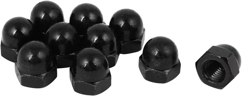Acorn Hex Cap Nuts - 10Pcs M12 Dome Nuts Carbide Steel Hexagon Decorative Cap Nut for Screws Bolts Black