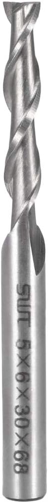 5mm Cutting HSS-AL Spiral Drill Bit Straight End Mill Cutter 2 Flute with 6mm Shank