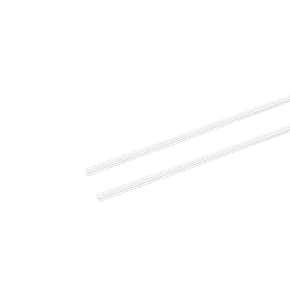 Acrylic Round Rod,2mm 5/64 inch Dia 10 inch Length,Transparent Clear Plastic Round Rod,Solid PMMA Bar 2pcs