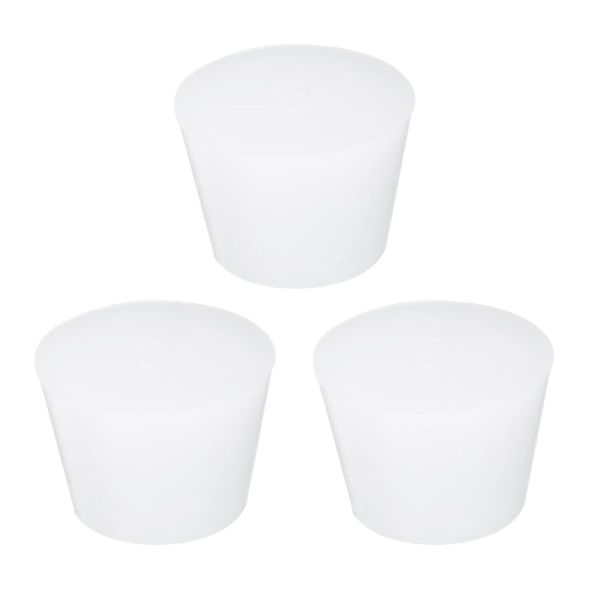 3 Pcs White Silicone Solid Rubber Stoppers, Tapered Plugs Lab Seal Tube Stopper Plugs for Drainpipe Sinks Industry and Laboratories, 32mm to 42mm Dia