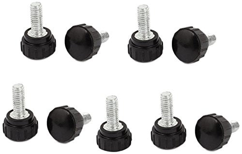 a14121700ux0100-DM Round Head Thumbscrew Knurled Knobs, Lathe, M6 x 18 mm x 15 mm Size, Black (Pack of 9)