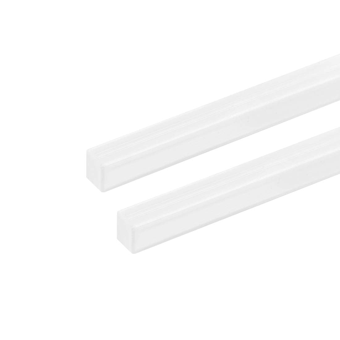 2pcs ABS Plastic Square Bars Rod 6mm×6mm×20 inch ABS Plastic Square Bar Rod for Architectural Model Making DIY White