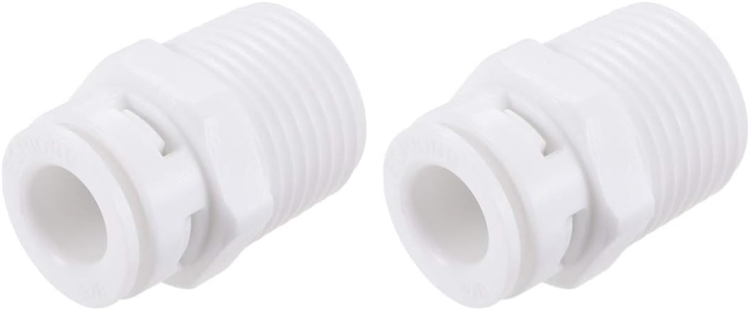 Quick Connector G1/2 Male Thread to 3/8" Tube, Straight Connect Fittings for Water Purifier, 30mm White 2Pcs