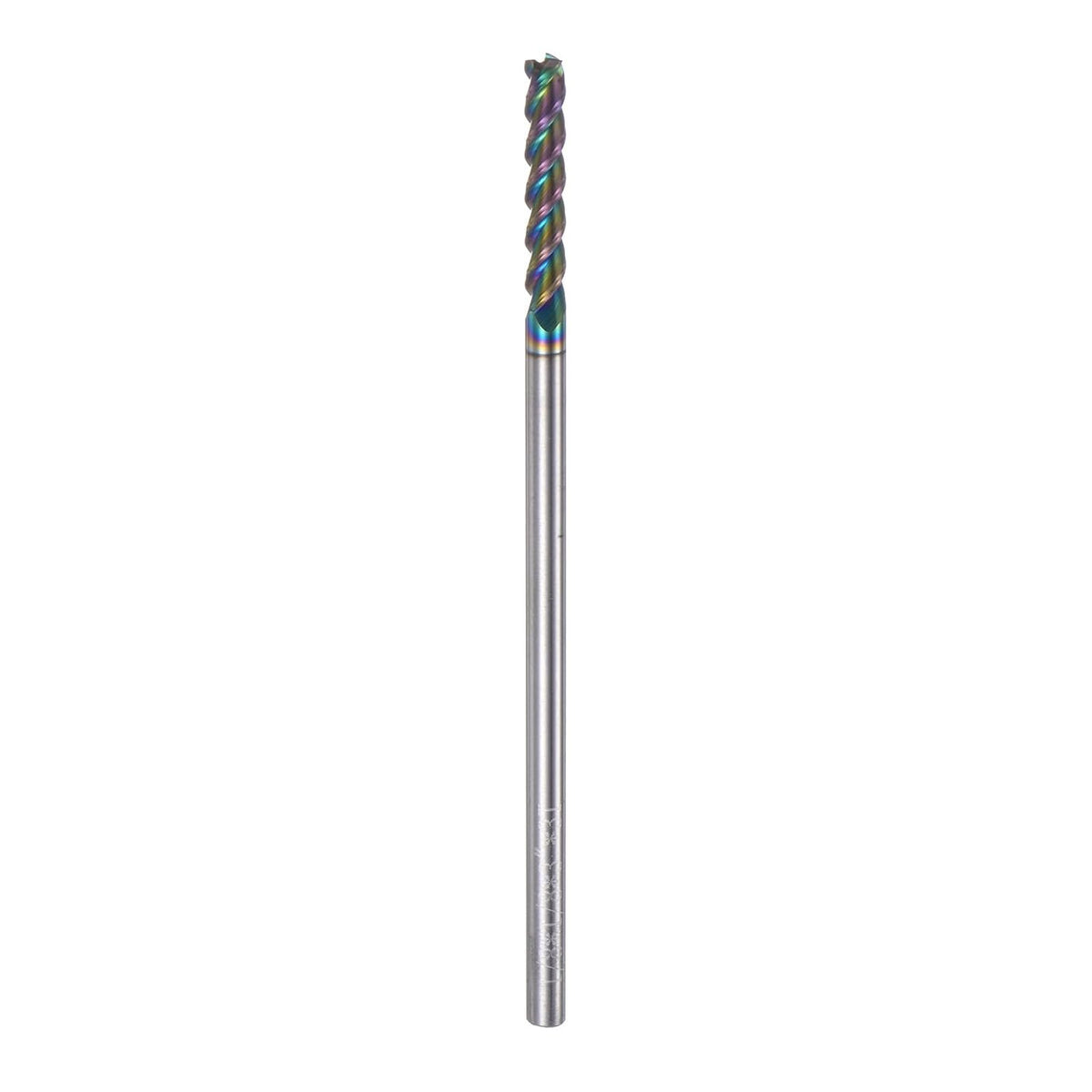 Carbide Square End Mill, 1/8" Diameter Diamond-Like Carbon Coated 3 Flutes Milling Bit Cutter, for Aluminum Copper Non-Ferrous Metal, 1/8" Shank 1" Cut Length 3" Extra Long HRC55