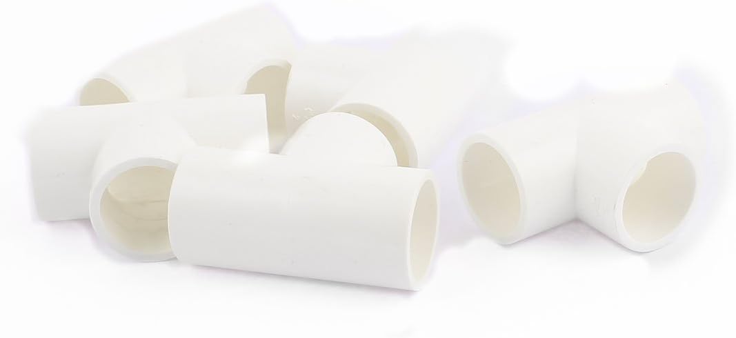 5 Pcs T Shape 3 Way Water Fuel Hard Pipe PVC-U Connector 25mm Inner Dia.