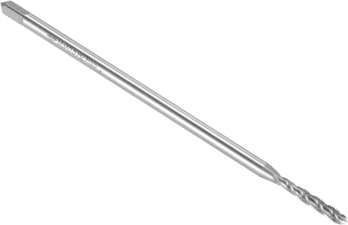 Spiral Flute Thread Tap, Metric M3 x 0.5 H2 100mm (4") Extra Long Machine Screw Tap Threading Tapping Tool, High Speed Steel (HSS)