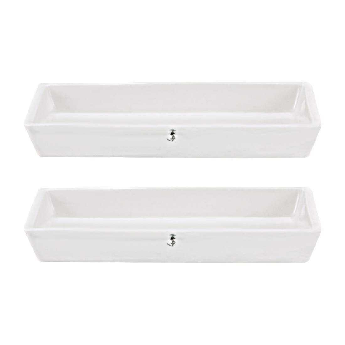 Porcelain Crucible 81ml Rectangular Boat Sample Holder 120x63x18mm for Melting Refining 2pcs