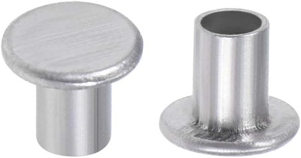 200 Pcs 3mm x 4mm Aluminum Flat Head Semi-Tubular Rivets Silver Tone
