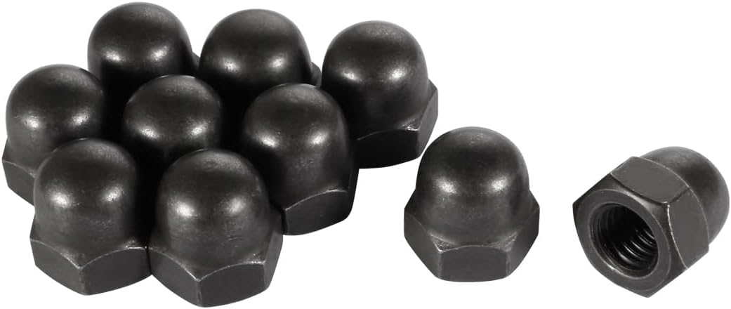 Hex Cap Nuts - 10Pcs M10 Dome Nuts Carbon Steel Hexagon Decorative Cap Nut for Screws Bolts Black