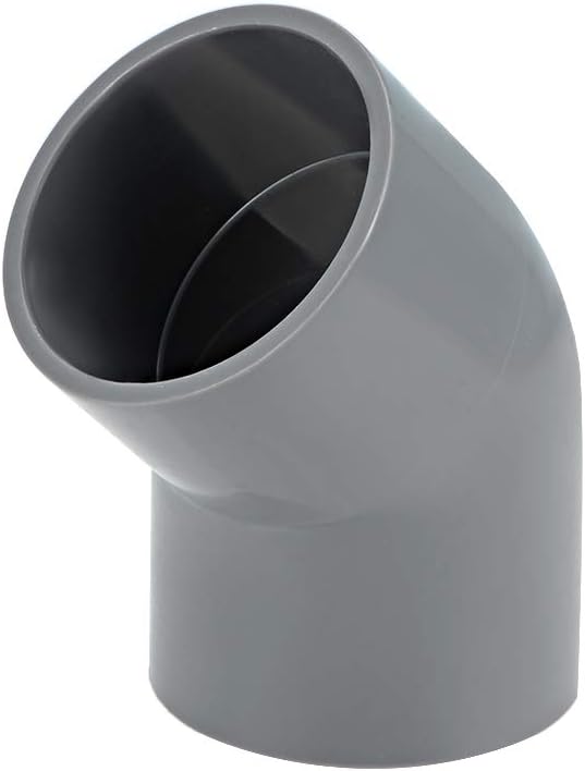 PVC Pipe Fitting 45 Degree Elbow Gray 50mm Socket 3pcs