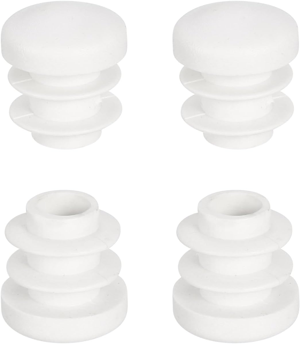 9/16"(14mm) Round Plastic Plug, 4 Pcs White Pipe Tubing End Cap Plastic Plug Cap Insert Glide Insert for Metal Tubing Fence Table Chairs Furniture
