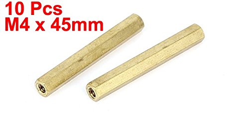 M4 x 45mm Female Threaded Brass Hex Standoff Pillar Spacer Nut 10pcs