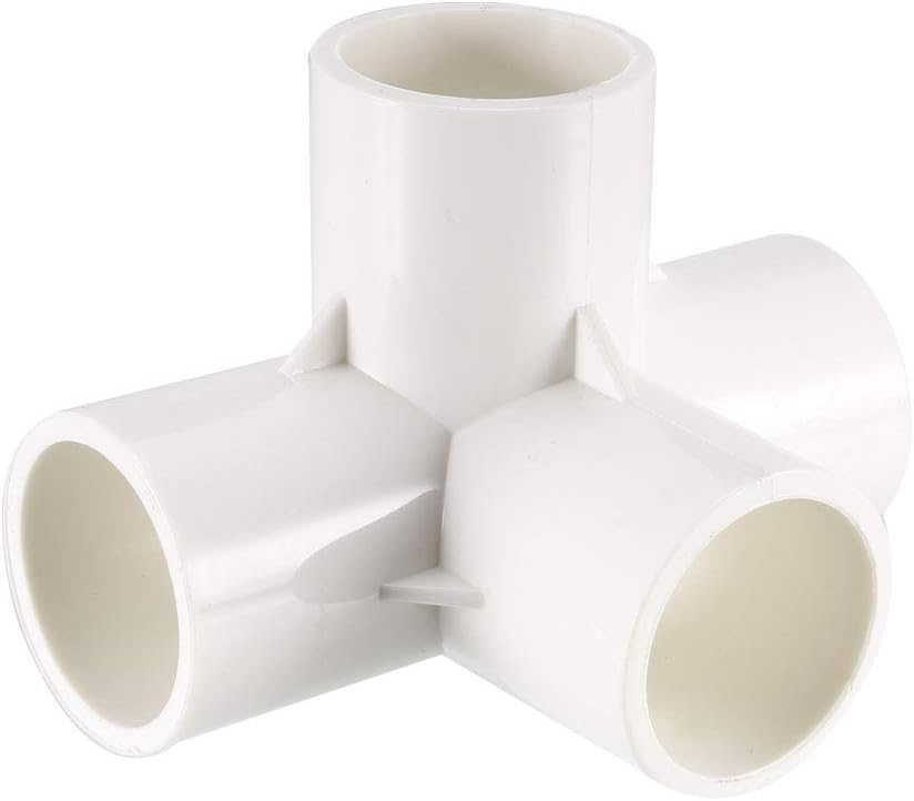 4 Way Elbow PVC Pipe Fitting Furniture Grade 25mm Size Tee Corner Fittings White 6pcs