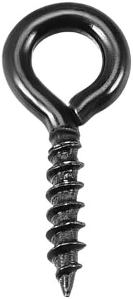 0.05"x0.39" Screw Eye Hooks Self Tapping Screws Screw-in Hanger Eye-Shape Ring Hooks Black 200pcs for Tie-Downs, Lifting and Securing Cables Wires