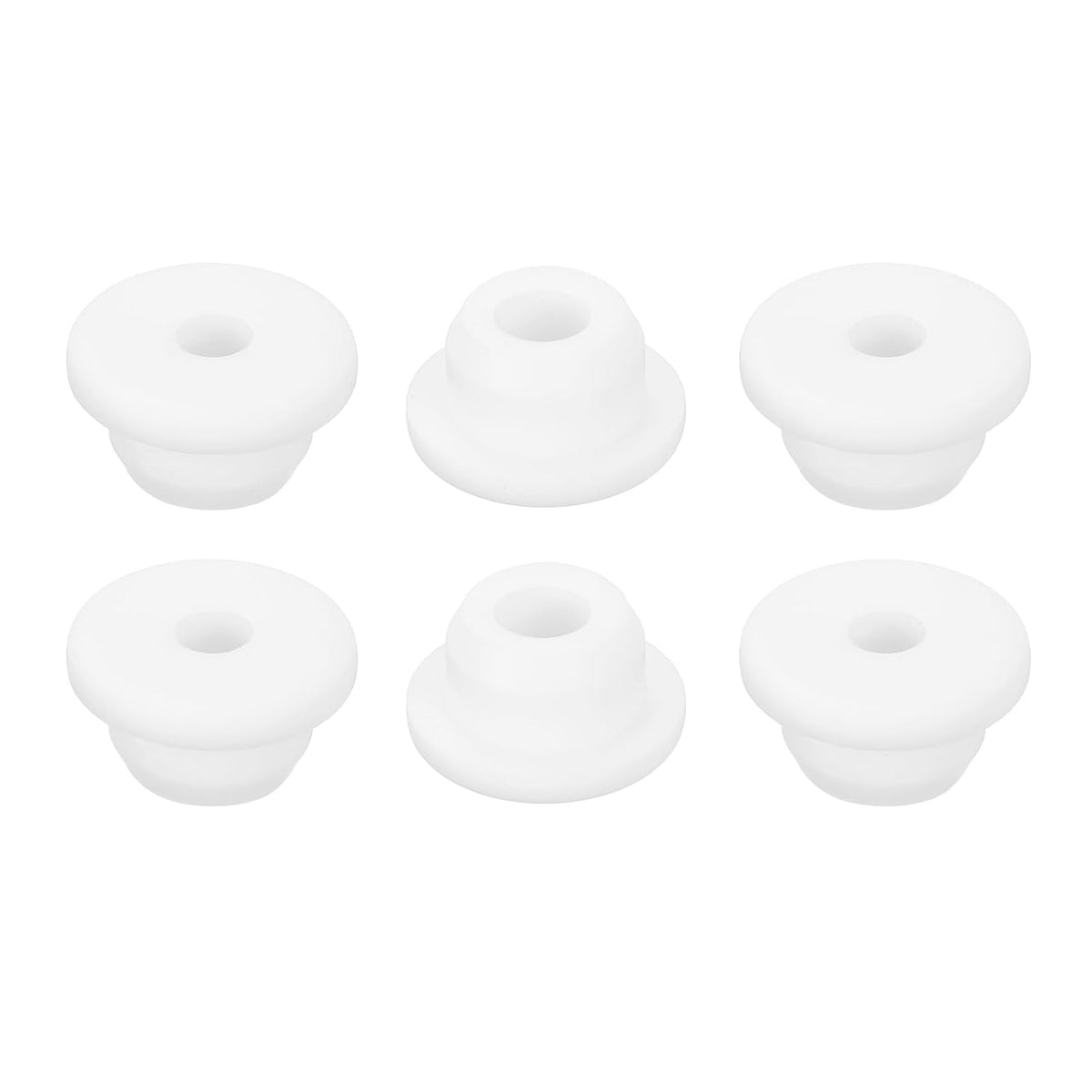 6Pcs Rubber Grommets 18mm Drill Hole, 9mm ID Hole Top Hat Grommet White Silicone Rubber Hole Plug Gasket for Wiring, Automotive