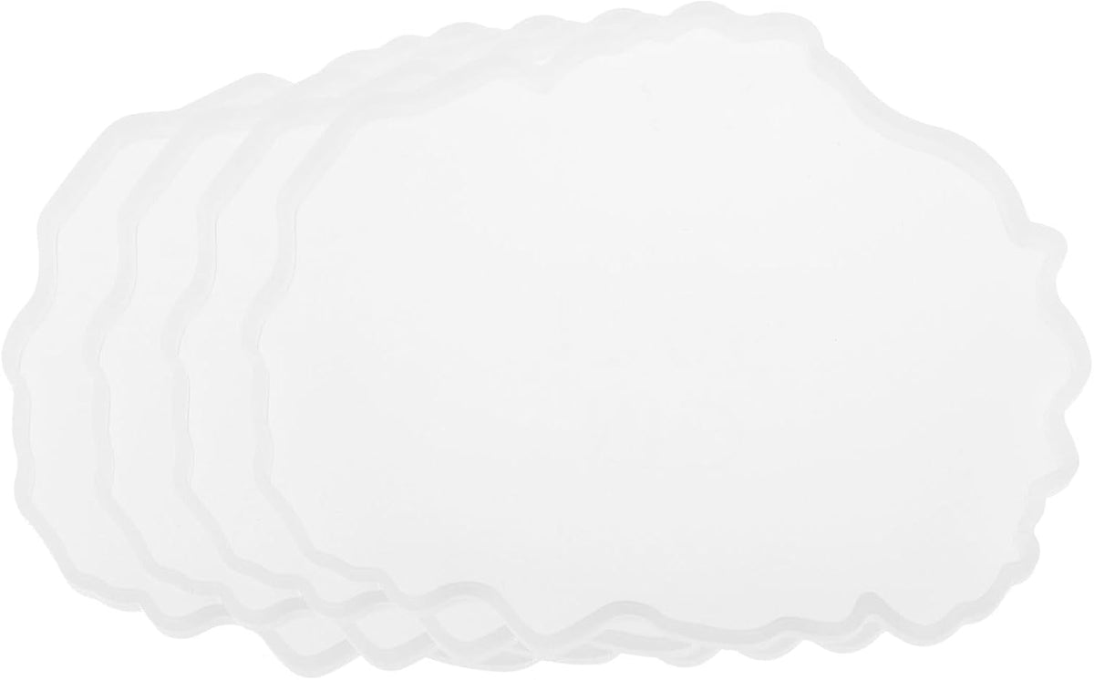 4pcs Silicone Coaster Molds for Epoxy Resin Heart-Shape Agate Geode Epoxy Resin Coaster Molds for Making DIY Craft Projects, Cups Mats, Candle Holder, Home Decoration, White