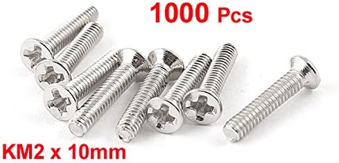 1000Pcs Stainless Steel M2 x 10mm Phillips Flat Head Screws