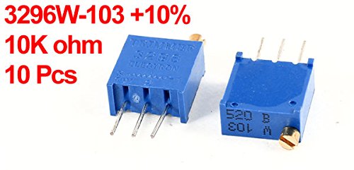a14052600ux0954 10 Piece 10K Ohm 3296W 3 Pins Trim Pot Trimmer Potentiometer, 3296W-103