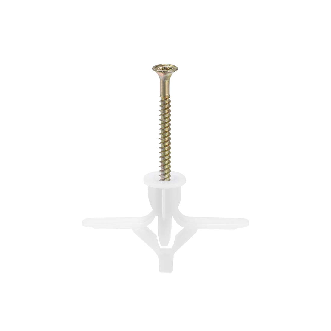10x52mm Plastic Expansion Tube with Screws for Hollow Drywall White 30pcs