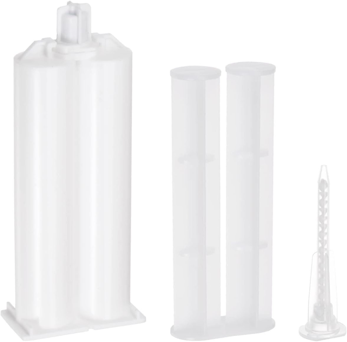 Epoxy Gun Adhesive Cartridge, Plastic Resin Mixer Dual Glue Cartridge with Push Rod and Mixing Tube for 50ml/1.7oz 1:1 AB Glue Adhesive Gun