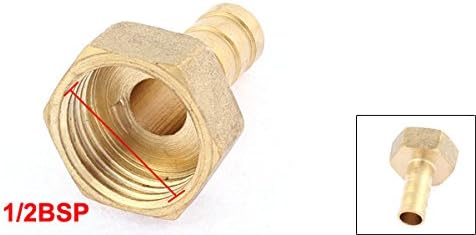 1/2BSP Female Thread Gas Hose Brass Barb Coupling Fitting Gold Tone
