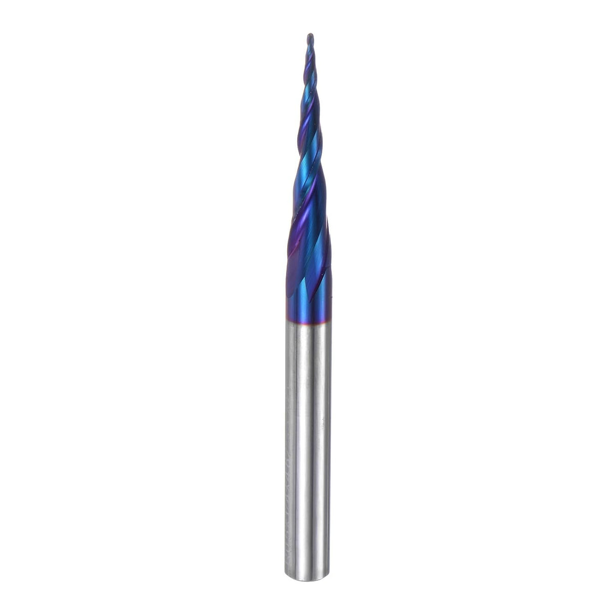 Tapered Ball Nose End Mill CNC Router Bit, 0.5mm Radius 1/4" Shank Solid Carbide Coated Upcut Spiral 2 Flutes Cutter Milling Tool, 1mm Dia 3" Total Length