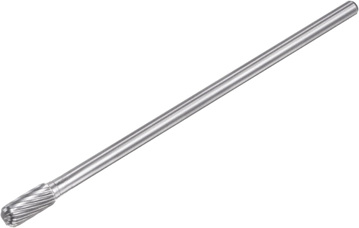 Carbide Burrs Rotary Files, Single Cut Cylinder with Ball Nose Tungsten Carbide Tip 8mm Cutting Head 6mm Shank 150mm (6-Inch) Length for Wood Metal Stone Polishing