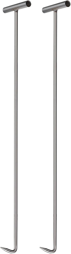 2Pcs 34inch T-Handle Meat Boning Hook with Wide Handle, Stainless Steel T Hooks for Kitchen, Butcher Shop, Restaurant, BBQ Tool, Silver