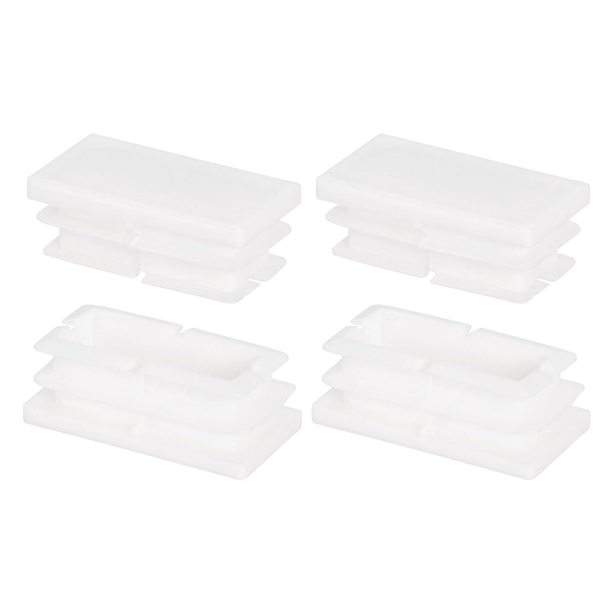 1.57 x 0.8 Inch Rectangle Plastic Plug, 4 Pcs White Pipe Tubing End Cap Plastic Plug Cap Insert Glide Insert for Metal Tubing Fence Table Chairs Furniture, White
