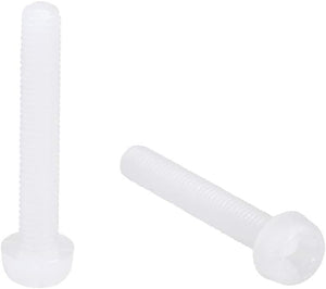M3x20mm Threaded Nylon Phillips Cross Pan Head Machine Screws Bolts White 20Pcs