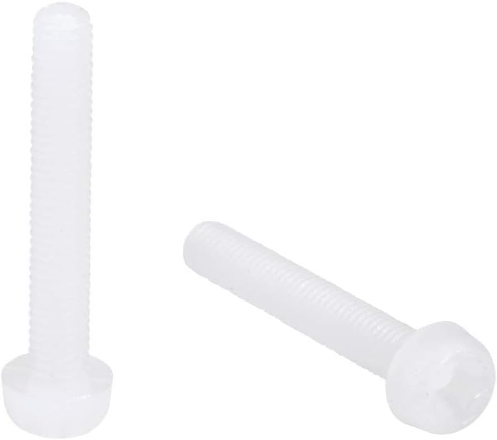 M3x20mm Threaded Nylon Phillips Cross Pan Head Machine Screws Bolts White 20Pcs