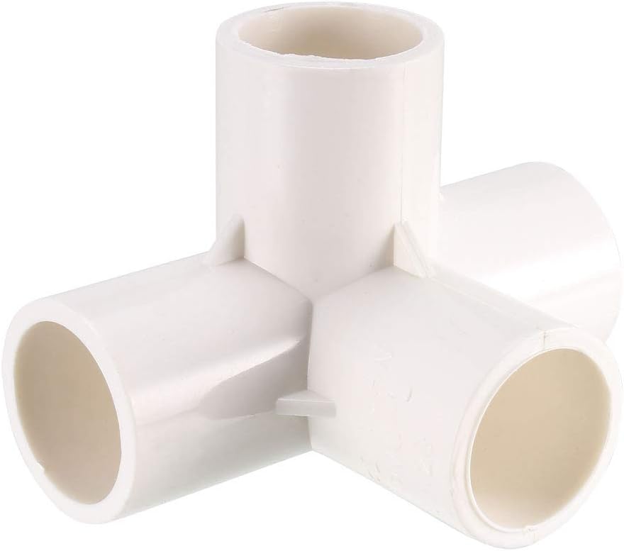 4 Way Elbow PVC Pipe Fitting Furniture Grade 20mm Size Tee Corner Fittings White