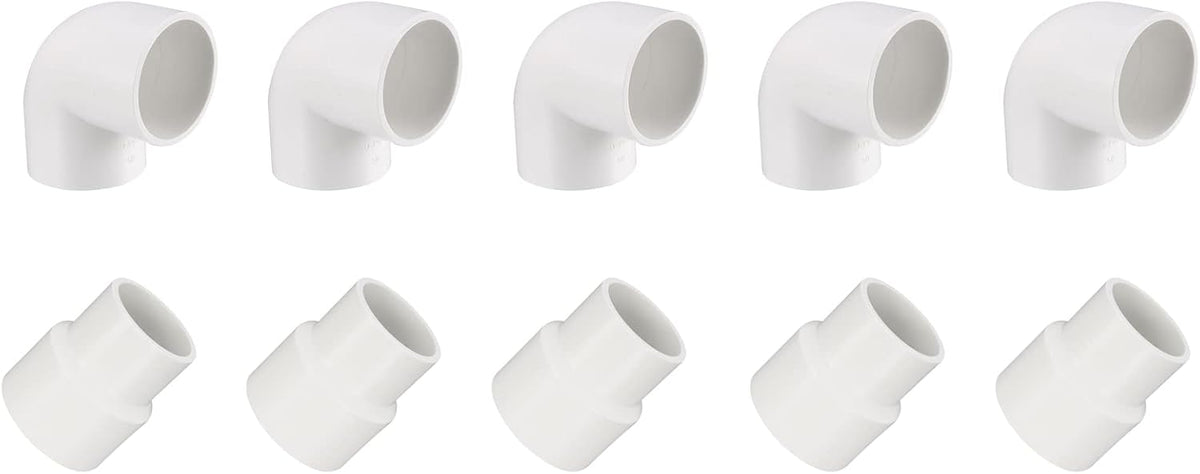 50mm Slip PVC 90 Degree Elbow Coupling Connector 2Pcs and 50 x 40mm Reducing Coupling Hub by Hub 2Pcs