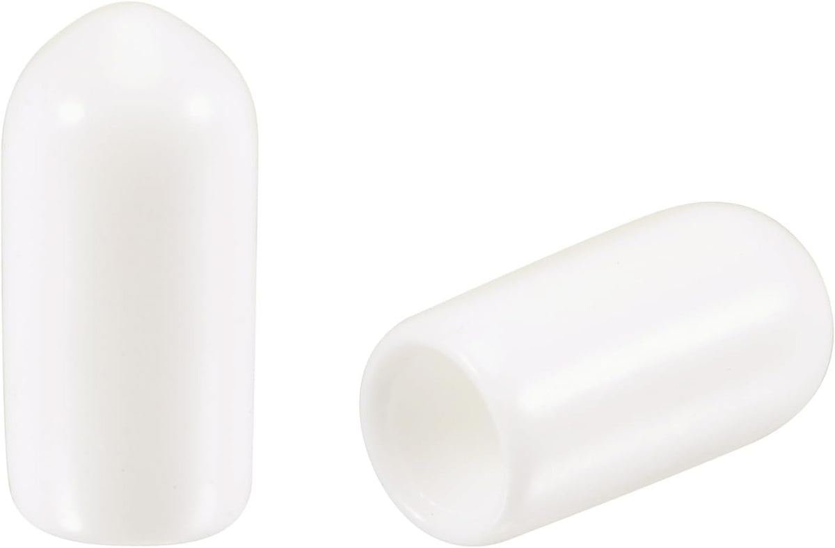 200pcs Round Rubber End Caps 5mm White Vinyl Cover Screw Thread Protectors