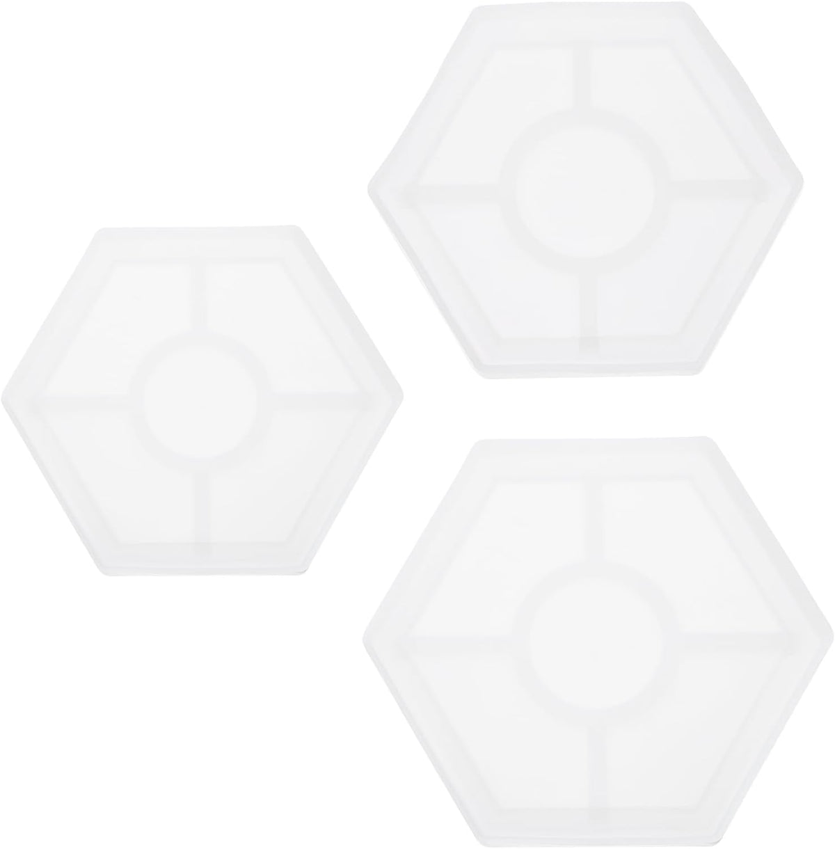 3 Pcs Hexagon Coaster Silicone Resin Mould, Tray Moulds for Resin Casting, Epoxy Resin Moulds for Coasters Trays DIY Art Cup Bowl Mats, Candle Holder, Home Decoration, White