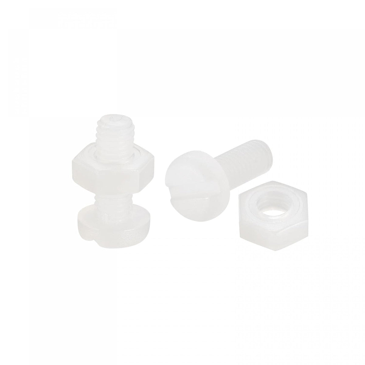 20 Pairs Nylon Screw Nut Assortment, M3x8mm Slotted Pan Head Screws & M3 Hex Nuts for Machinery, Electronics, White