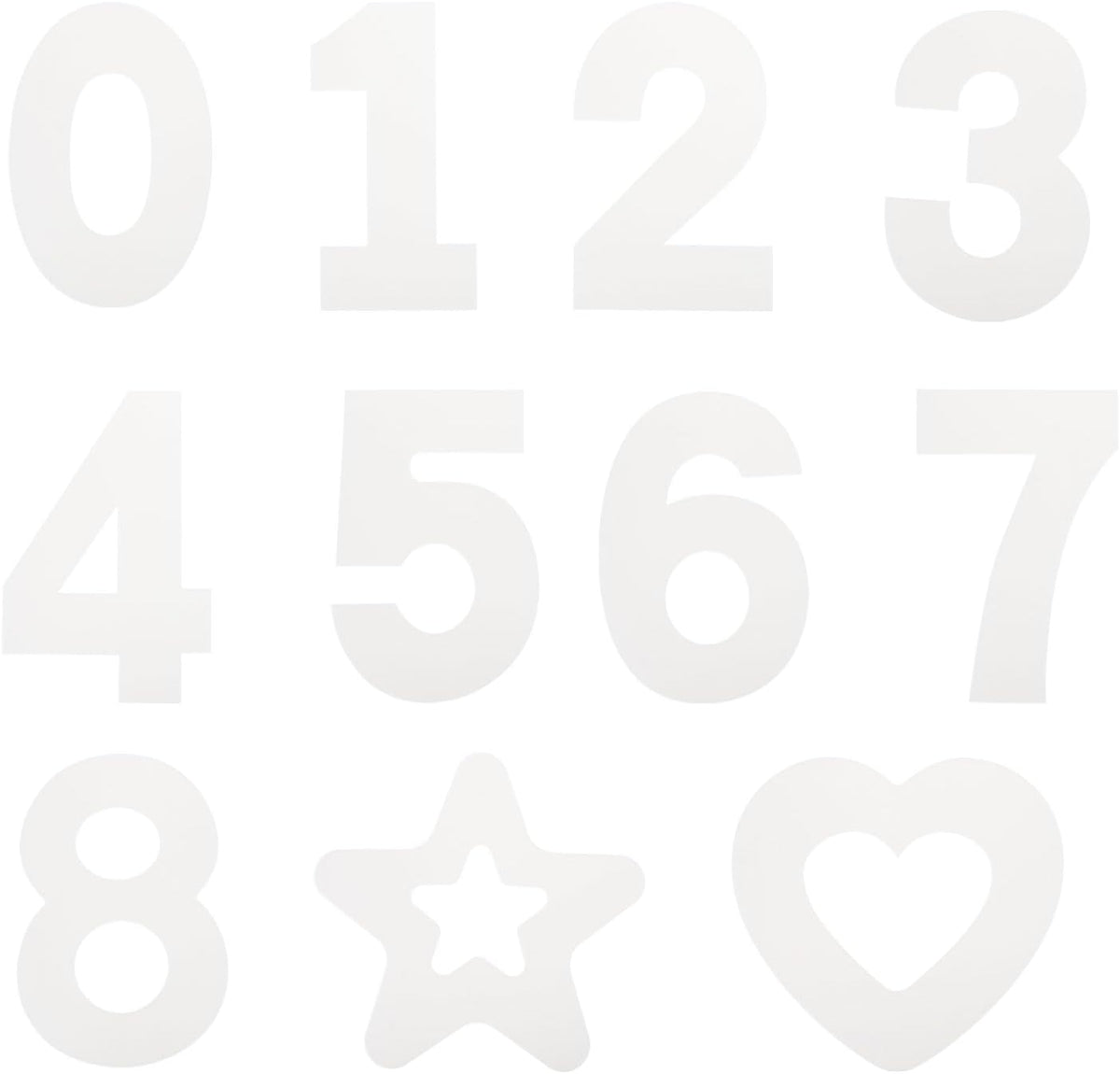 4 Inch Number Stencils Set Plastic Number Stencils with Star and Heart, Reusable Digital Templates for Cake Stencil Walls Arts