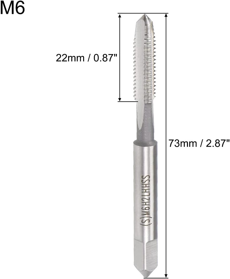 Metric Machine Tap Left Hand M6 Thread 1 Pitch H2 Accuracy 3 Flutes High Speed Steel Screw Thread Taps Tapping Tool