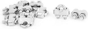5mm 1/5-inch Stainless Steel Wire Rope Clamp Clips Fastener 10pcs