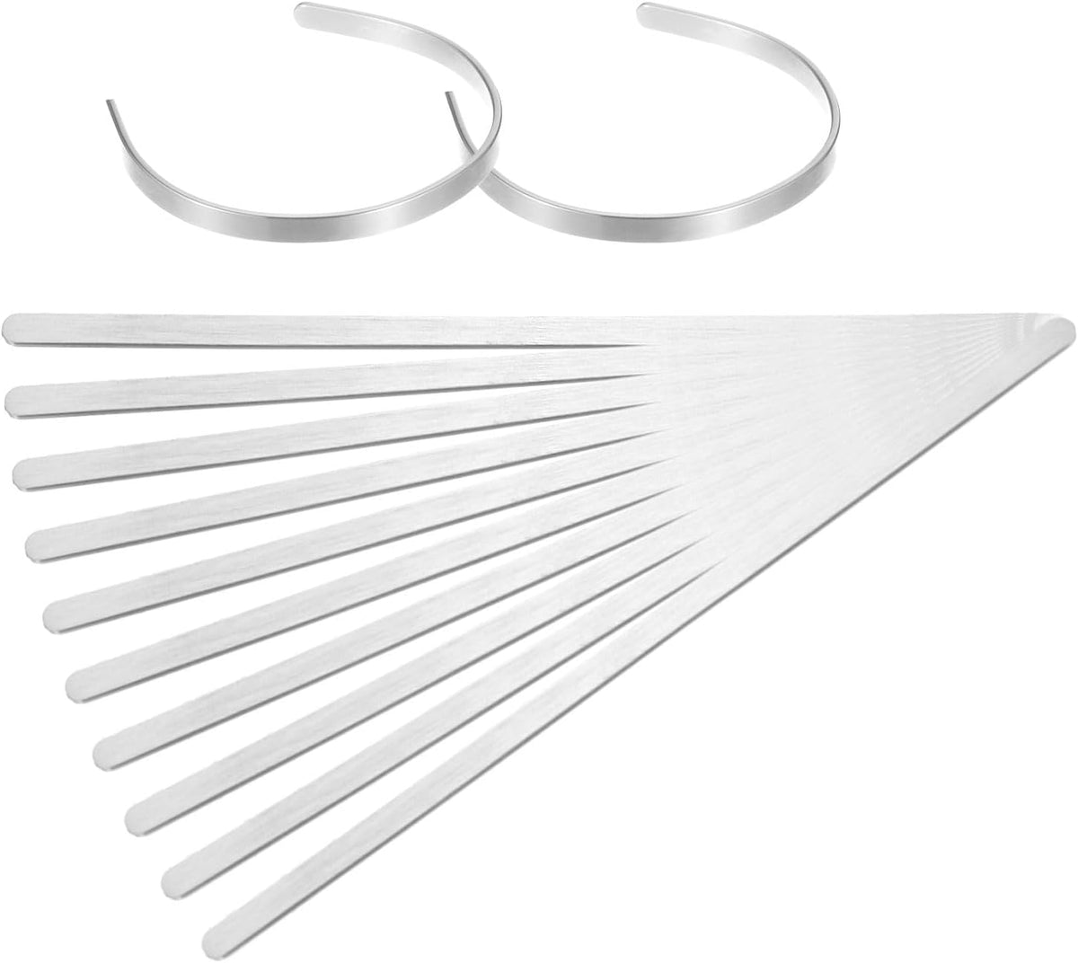 12Pcs Bracelet Blanks, 1/4 x 6inch Cuff Bangle Blanks Aluminum for DIY Jewelry Making(Silver, 1.6mm Thick)