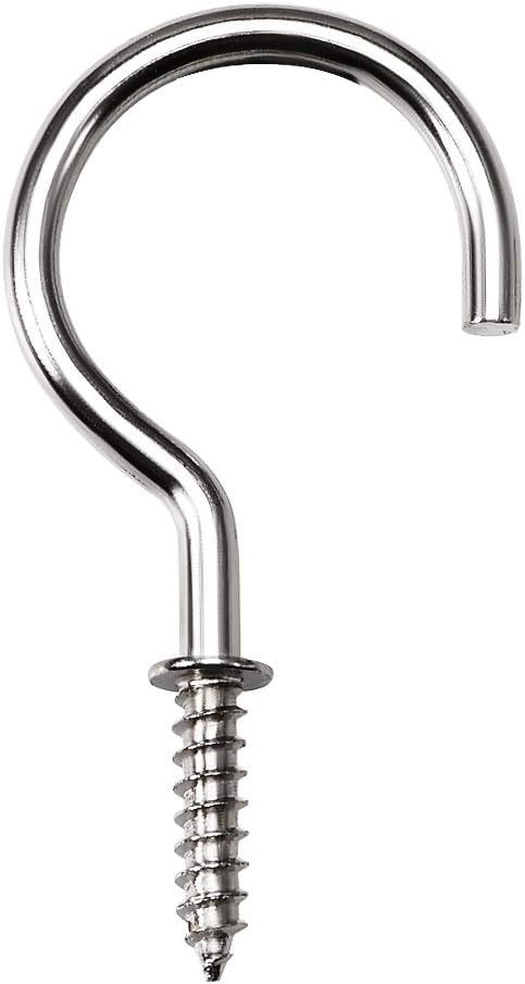 2.1" Screw Eye Hooks Self Tapping Screws Screw-in Hanger Eye-Shape Ring Hooks with Plate Silver 30pcs