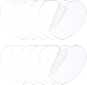 30Pcs 1.6" Acrylic Ornament Blanks, Heart Discs Keychain Blanks with Holes Acrylic Discs Panel for Christmas Halloween DIY Projects Art Crafts, Clear