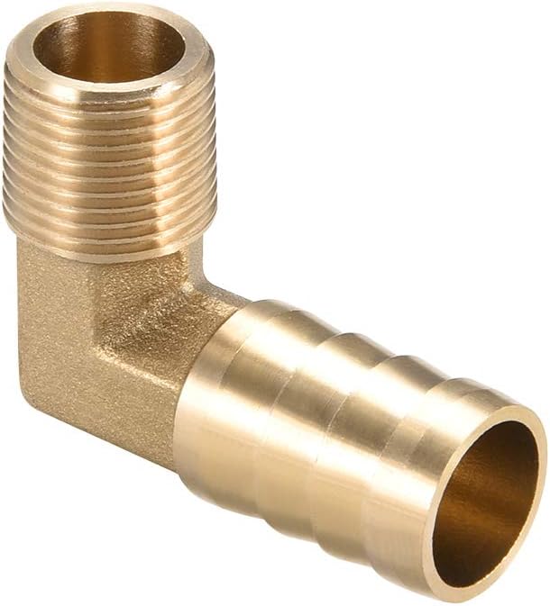 Brass Barb Hose Fitting, 90 Degree Elbow 16mm Barbed to G3/8 Male Pipe Adapter Connector