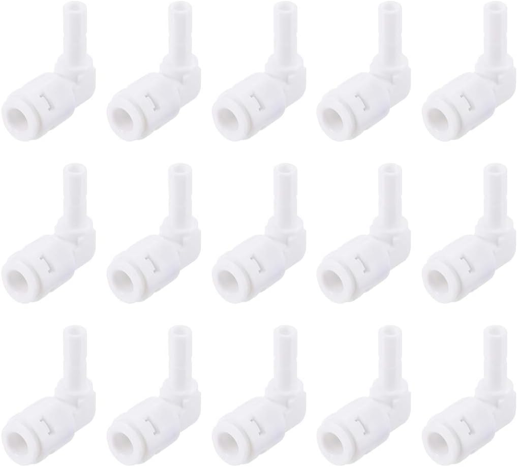 Quick Connector L Type Push in Elbow Connect Fittings 1/4" Tube for Water Purifier, 32x28mm White 15Pcs