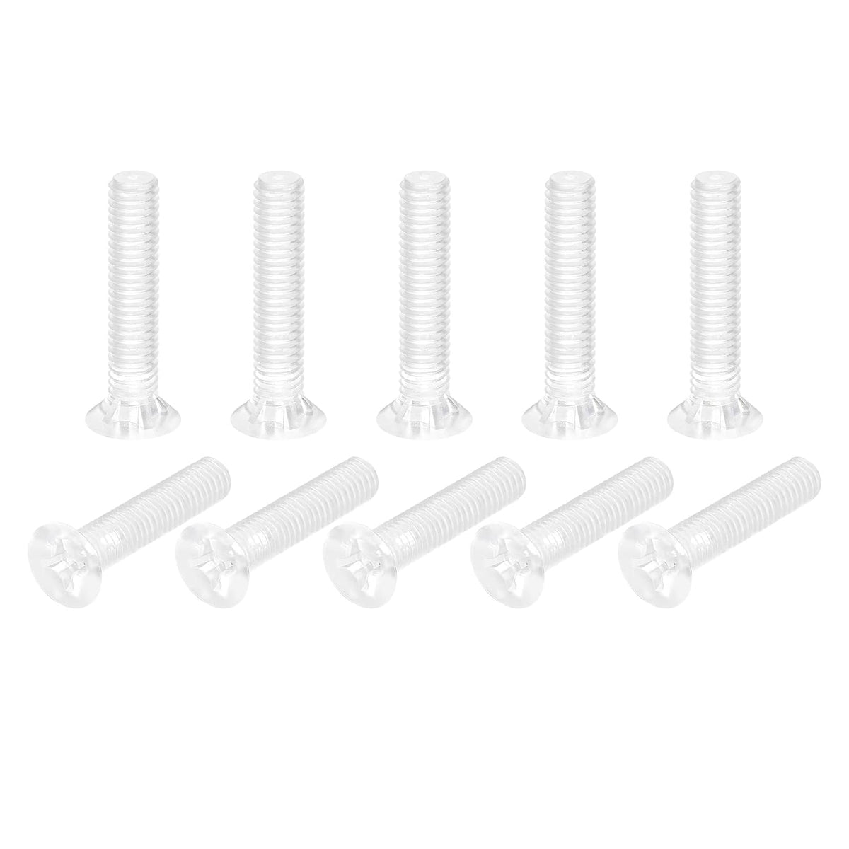 M6 x 30mm Plastic Phillips Machine Screws, PC Flat Head Machine Bolts Transparent 10pcs